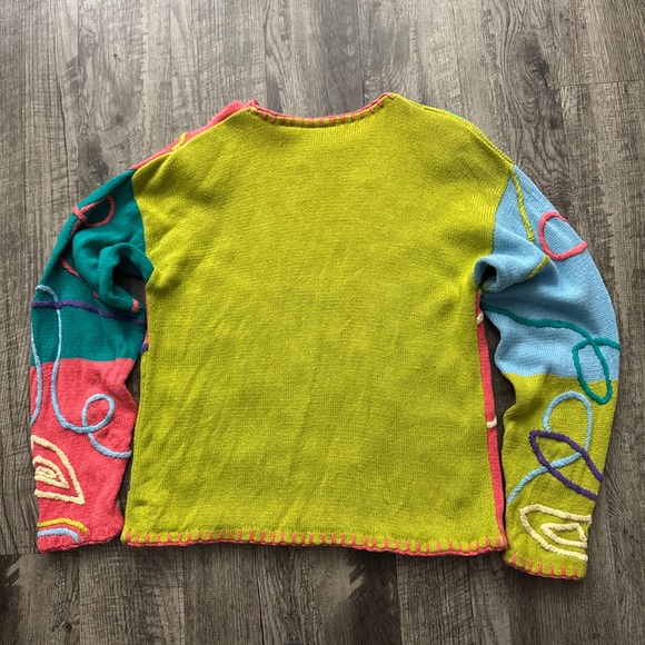 Vintage Passports Pier 1 Imports Funky Pattern Multicolor Sweater - Picture 2 of 4